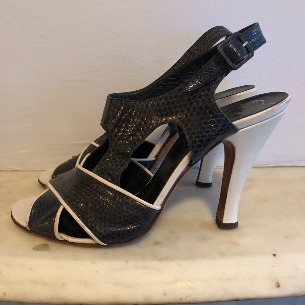 Vintage Barney’s Navy Crocodile Slingbacks